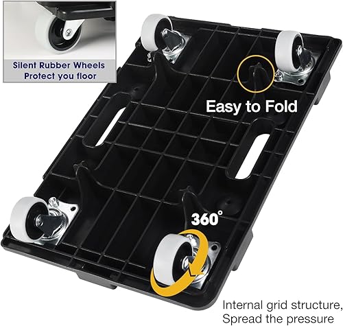 Miniatura 5 de Movers de muebles con ruedas, rodillos móviles portátiles para muebles pesados, 4 ruedas pequeñas plataforma plana, capacidad de 440 libras, paquete