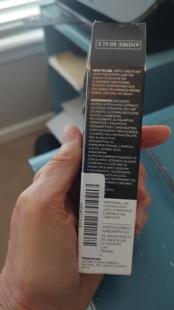 Andre Seals Face Serum for Men - Anti-Aging, Wrinkle Reduction & Collagen Boost with Multi-Peptide, Hyaluronic Acid, Green Tea & Vitamin E | Mens Skincare | 1oz | Night Time Face Serum