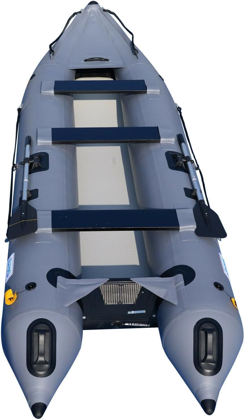 BRIS 14.1ft Inflatable Boat Inflatable Kayak 3 Person Kayak Canoe Fishing poonton Boat