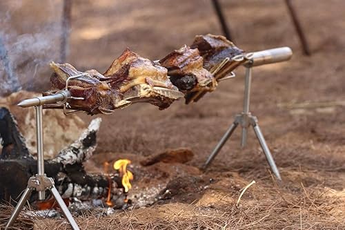 Miniatura 5 de LB Spinner Asador de barbacoa al aire libre profesional con batería portátil ajustable con motor, plateado PRO