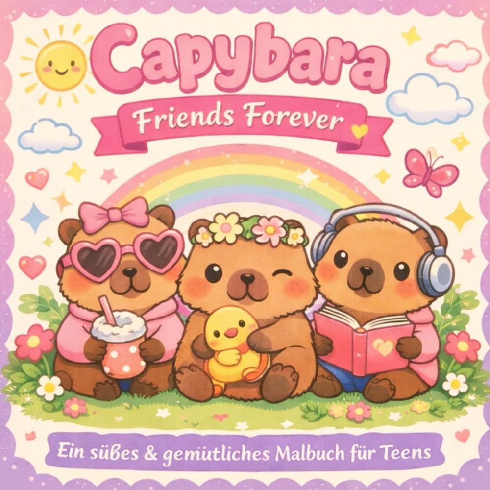 Capybara Friends Forever: Ein süßes & gemütliches Malbuch für Teens