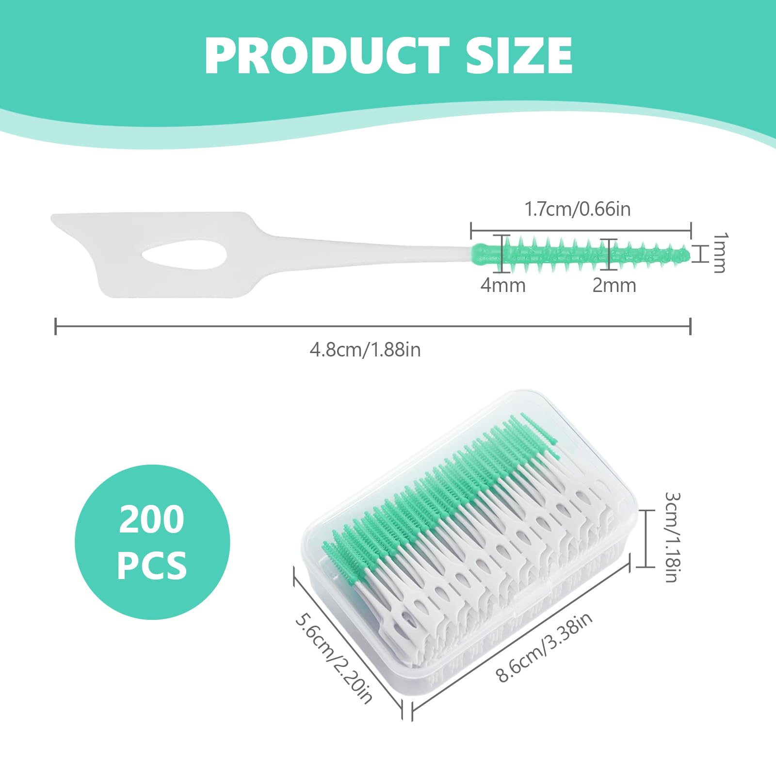 200 Pezzi Scovolini dentali, Spazzolini Scovolini Silicone, spazzolino interdentale in silicone, strumento per la pulizia dello spazzolino da denti, verde