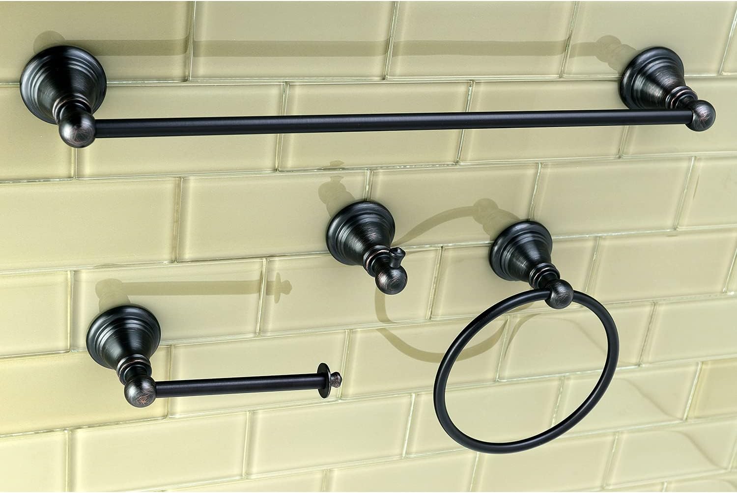 Kingston Brass BAHK192478ORB American Classic Towel Bar/Towel Ring/Toilet Paper Holder/Robe Hook, 18", Oil Rubbed Bronze