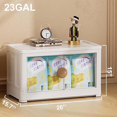 Miniatura 6 de Contenedores de almacenamiento apilables, 3 paquetes de organizadores y almacenamiento de armario de 23 galones, contenedores de almacenamiento