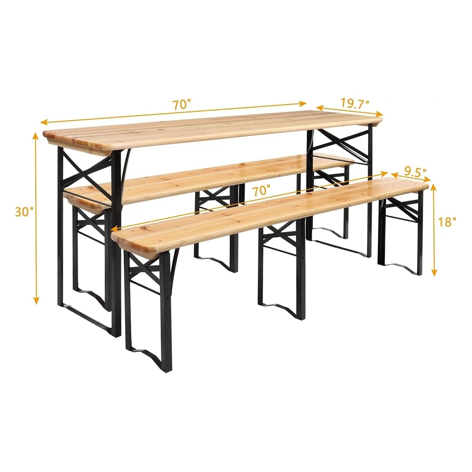 Tavolo Da Picnic Pieghevole Da 6 Piedi Con Panche Birra In Legno Resistente Alle Intemperie Da Campeggio Con Maniglie for Il Trasporto for La Famiglia
