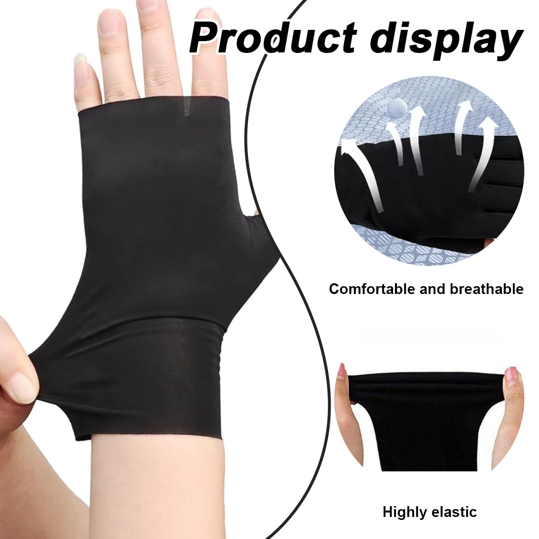 Guanti U V per Unghie in Gel, Anti UV, UPF200+, Guanti per Manicure, Guanti senza Dita Anti UV, per Manicure, Asciugatrice, Cura della Pelle delle Unghie, Fingerless, per la Casa, Outdoor (Nero)