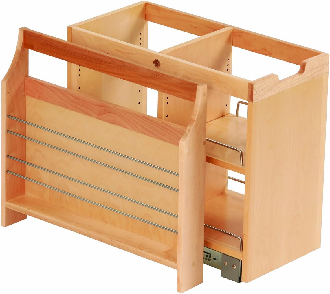 FindIT Kitchen Storage Organization Base Cabinet Pullout with Slide, Side Caddy and Shelf