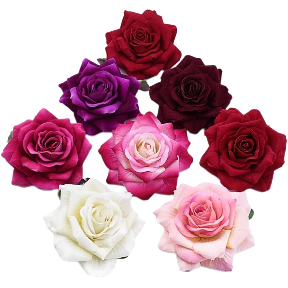 Roses artificielles de 10 cm en lot de 10 fleurs réalistes multicolores pour bouquet
