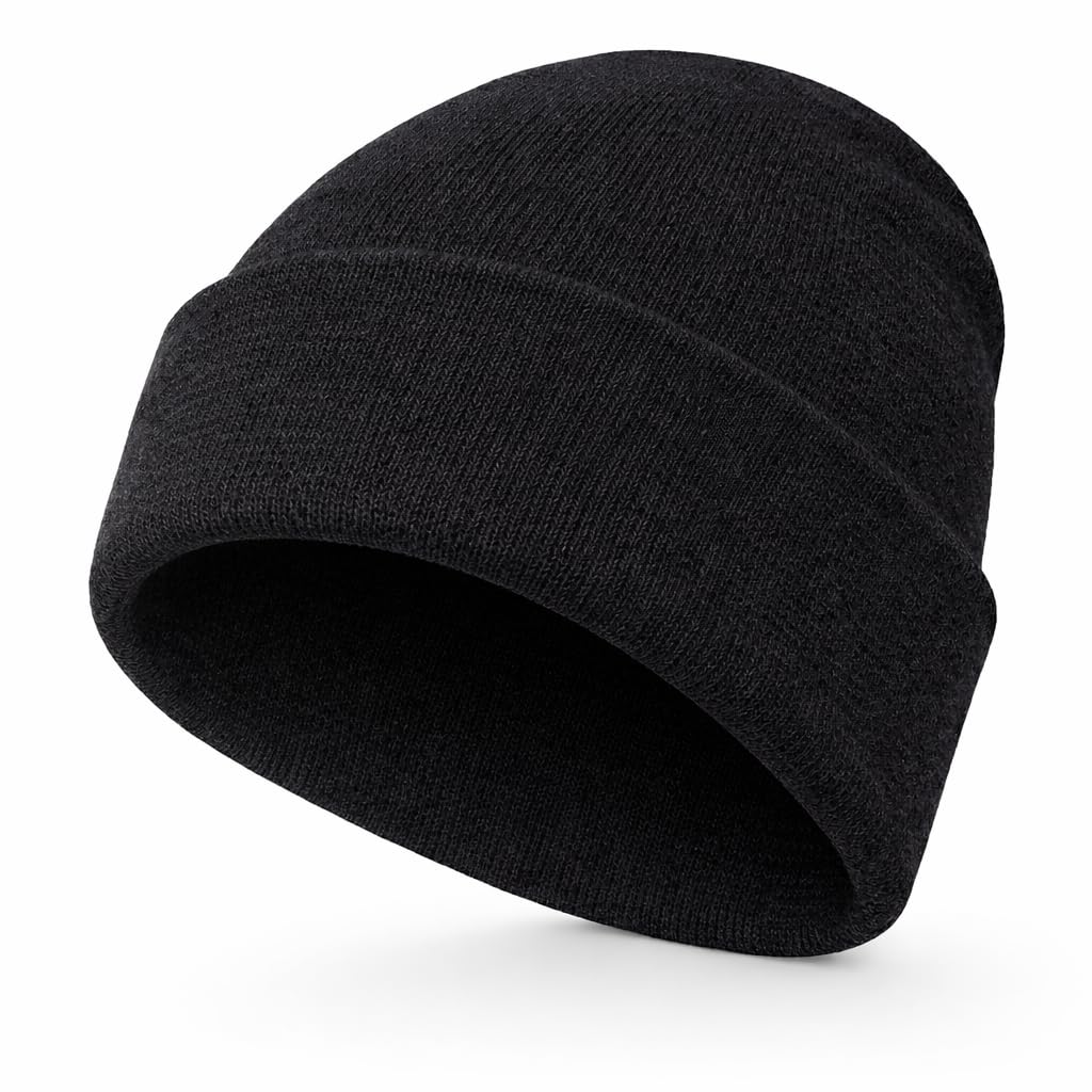 Ws Uk Unisex Kids Dark Grey Kids Beanie Hat - Slouch Winter Woolly Turn Up Knitted (Dark Grey)