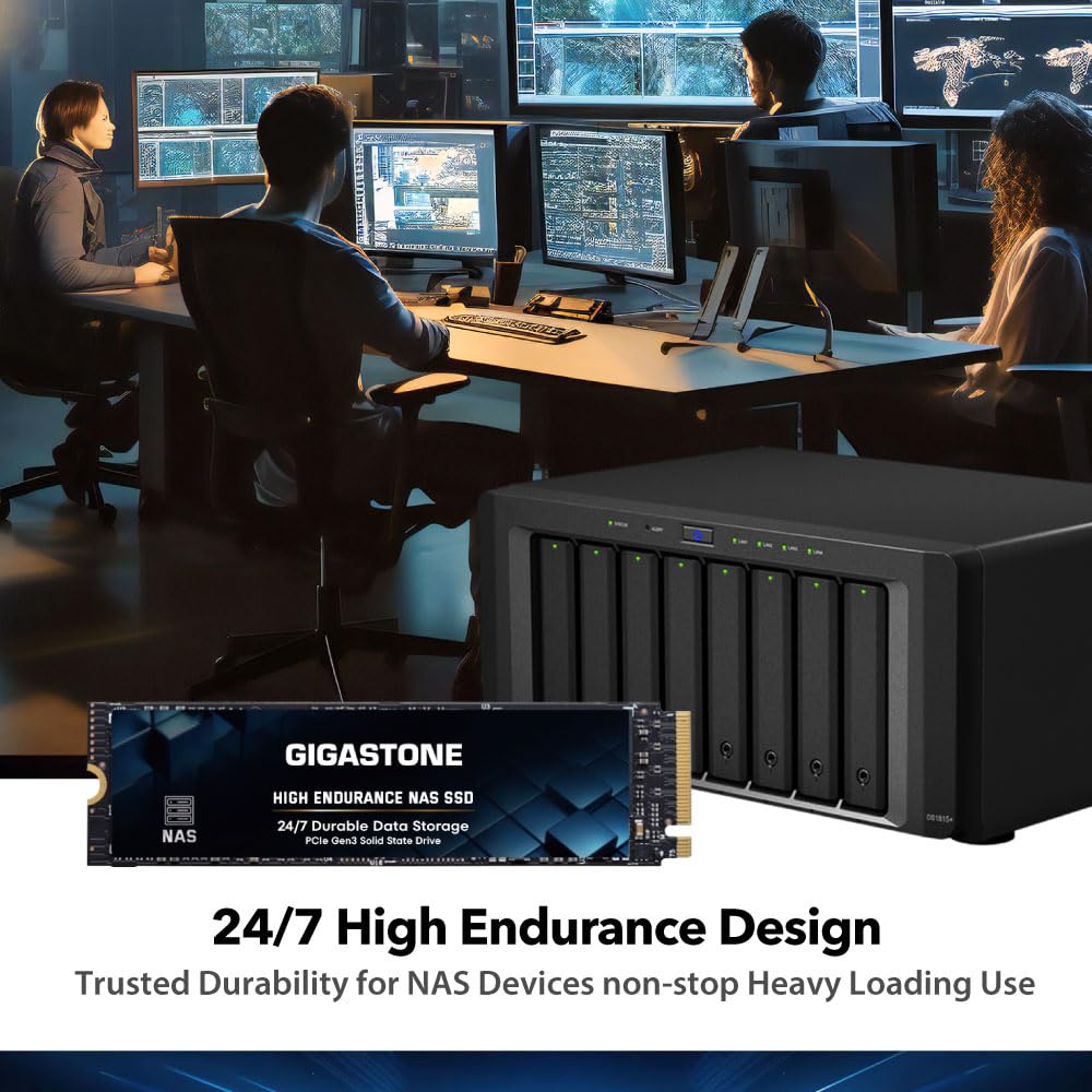 Gigastone SSD 1TB (2-Pack) M.2 NAS SSD 24/7 High Endurance Cache for Network Attached Storage Business Data Center Personal Cloud PCIe 3.0 NVMe NAS Internal Solid State Drive - Additional View