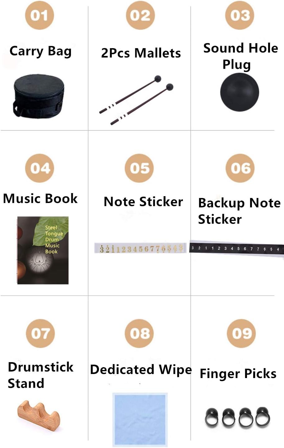 AiLa Steel Tongue Drum, C Key 13 Notes 12 Inch Hand Drum, Percussion Instrument Tankdrum with Mallets Bag Set for Meditation Yoga Sound Healing(Black)