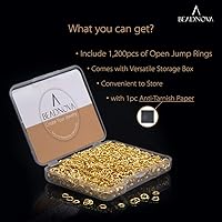 Vista 2 de BEADNOVA Anillos de salto de oro de 0.157 pulgadas para hacer joyas, anillos abiertos para llaveros y reparación de collares (1200 unidades)