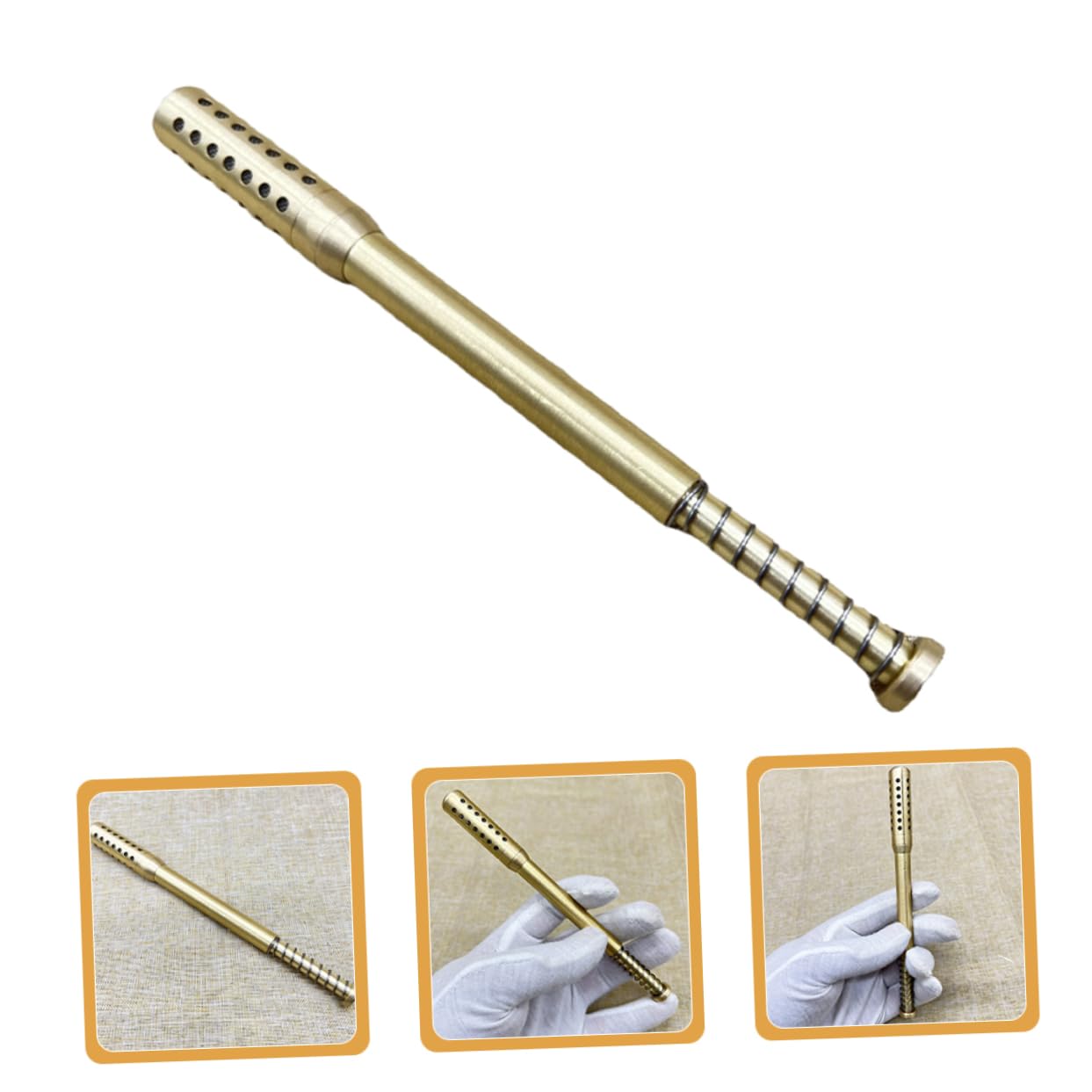 SOESFOUFU 3pcs Stick Kit Chinese Tool Moxa Pusher Facial Moxa Warm Roller Moxa Rod Moxa Roller Stick Burner Burner Holder Chinese Massage Tool Brass Golden