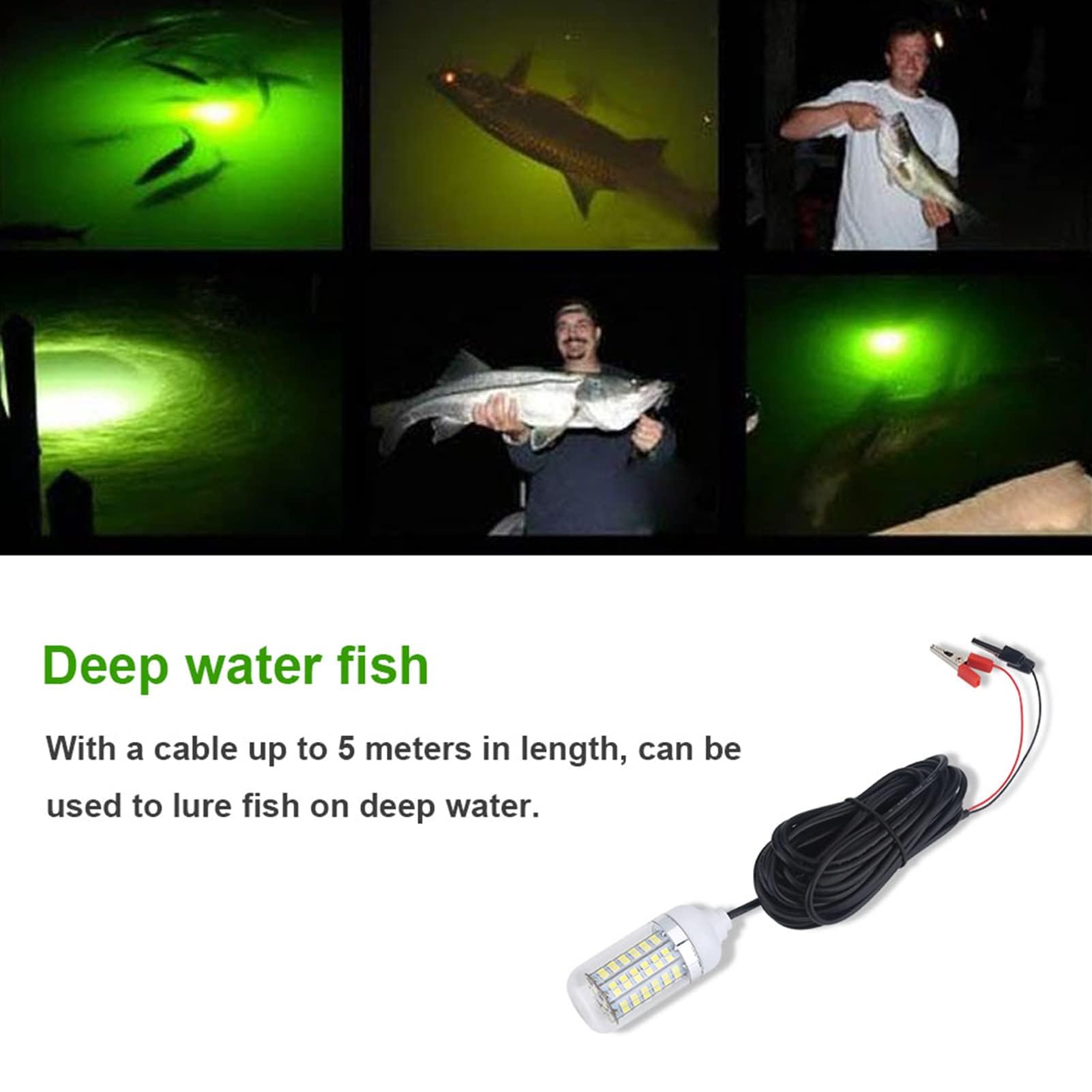 Lampada da Pesca Notturna Subacquea a LED da 12 V per Esterni, per gamberetti, Calamari, Pesci Gatto (Blu) (Illuminazione Bianca)