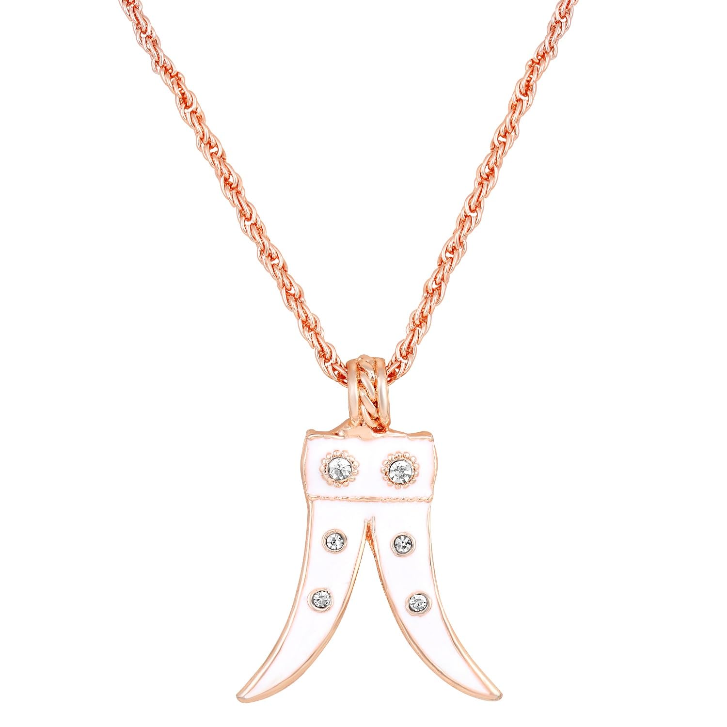Tiger Teeth Shaped Meenakari Work Enamelled Pendant Necklace with Crystals for Women (PS1101856ZWhi)-image-22
