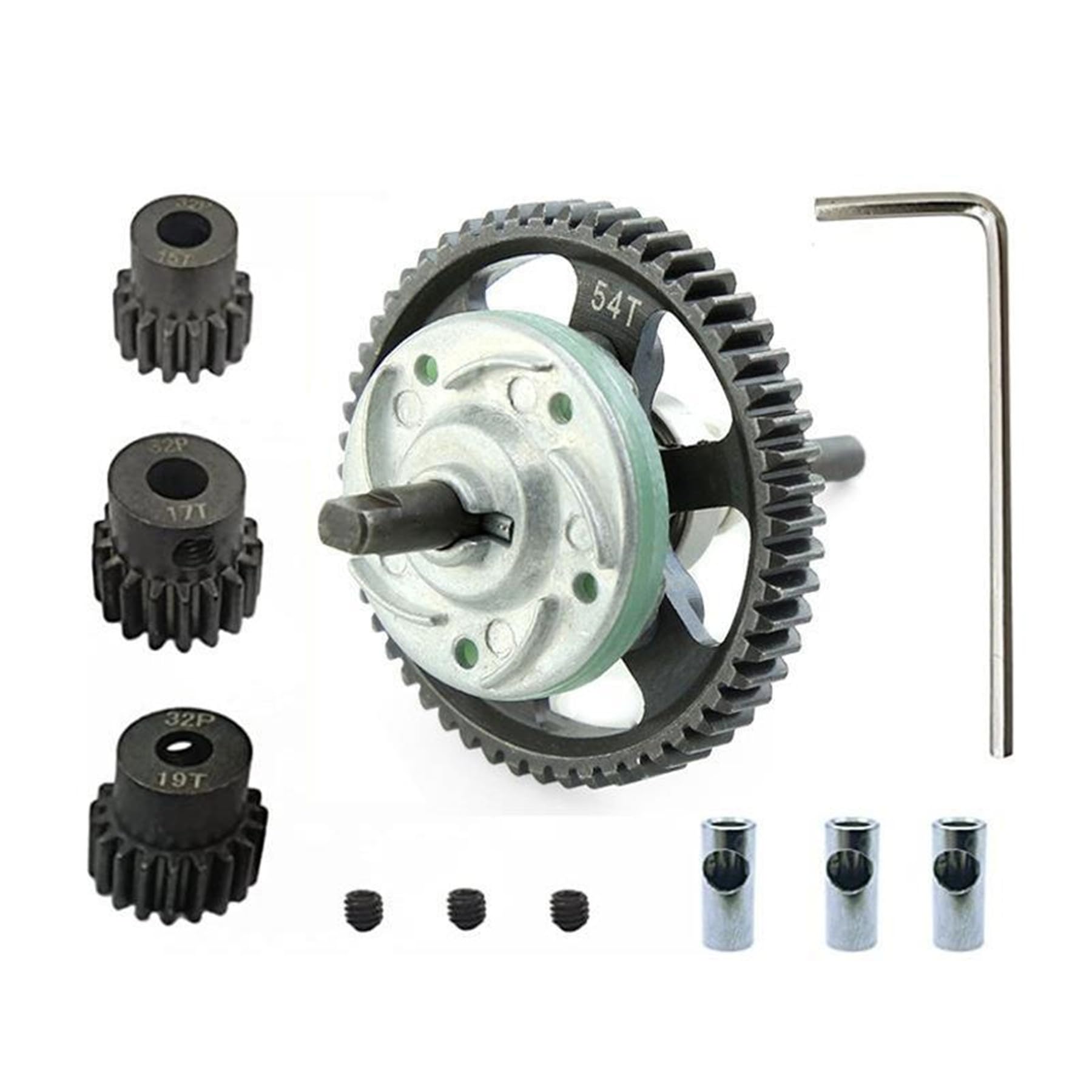 Dantenron RC Steel Differential Gear Slipper Clutch 54T and 32P 15T/17T/19T Pinions Gear #6878 Assembly for 1/10 Truck Car Traxxas Slash 4X4 /