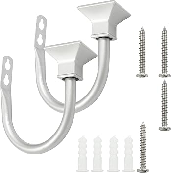 2Pcs Silver Square Curtain Holdbacks