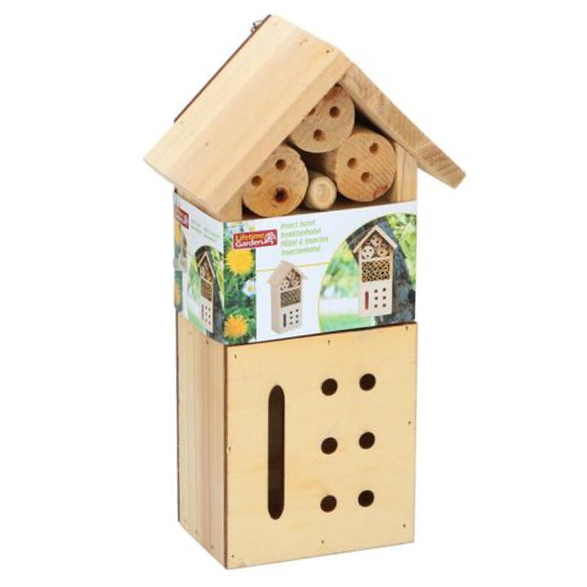 Casetta Per Coccinelle Navaris In Legno - Rifugio Per Insetti Da Appendere 12.5x9.5x28 Cm