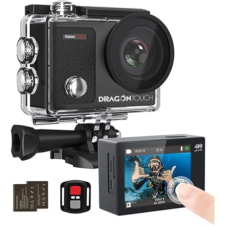 Amazon Dragontouch アクションカメラ 4k mp解像度 Wi Fi搭載 2インチタッチパネル Hdmi出力 30m防水 防水ケース リモコン 1050mahバッテリー2個付き 170 広角レンズ ダイビングモード 長時間撮影 映像撮影 水中カメラ 小型 スポーツカメラ ウェブカメラ Vision 3 Amazon Dragontouch アクションカメラ 4k mp解像度 Wi Fi搭載 2インチタッチパネル Hdmi出力 30m防水 防水ケース リモコン 1050mahバッテリー2個付き 170 広角レンズ ダイビングモード 長時間撮影 映像撮影 水中カメラ 小型 スポーツカメラ ウェブカメラ Vision 3