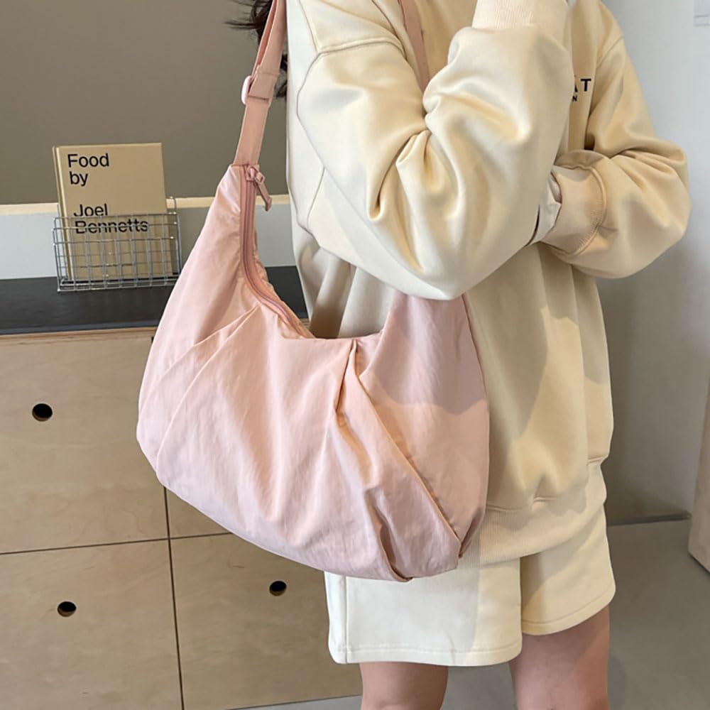Croissant-Tasche, große, modische, wasserdichte Nylon-Umhängetasche für Damen, halbmondförmig, Verstellbarer Riemen