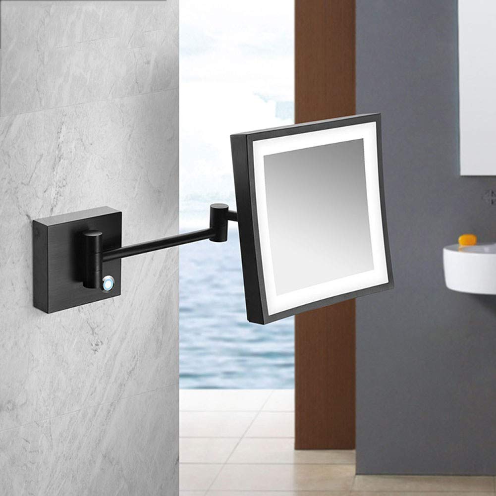 Miroir de rasage LED pour salle de bain, grossissement x3, écran tactile