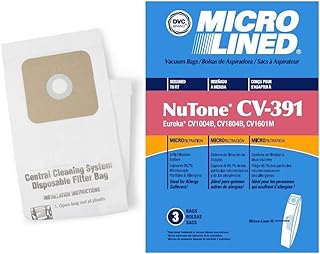 DVC Micro-Lined Paper Replacement Bags Standard Nutone 391 Fit CV350, CV352, CV352W, CV353, CV450, CV653, CV750-3 Bags