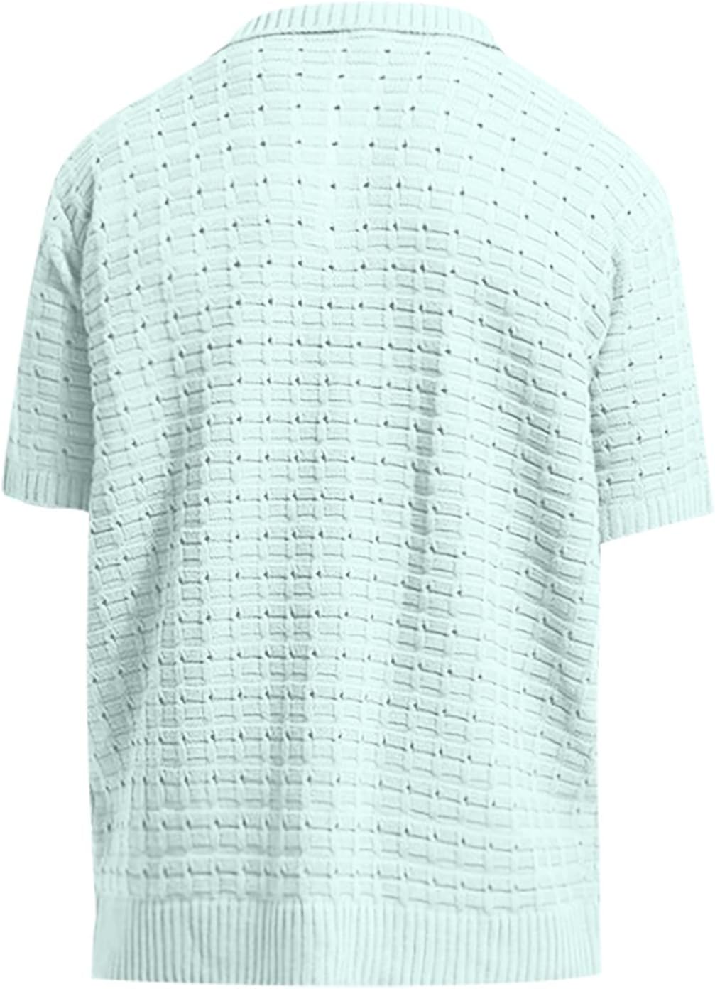 Ymosrh Men's Shirts Loose Knit Short Sleeve Solid Color Fashion Casual V-Neck Shirt Polo T Shirts, M-3XL