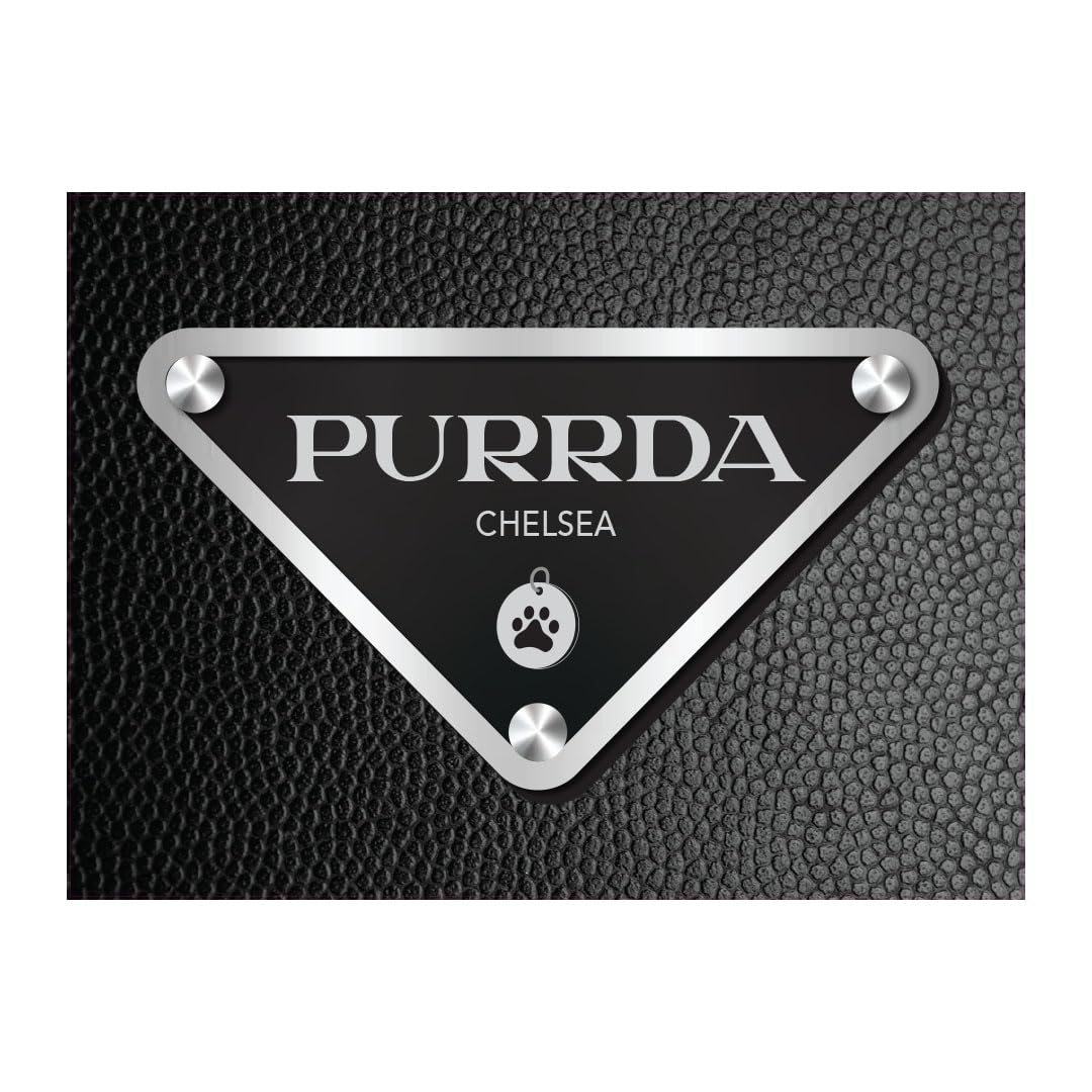 Personalized Pet Food Vinyl Rug with Name, Purrda 076889YECU, Custom Cat Feeding Vinyl Floor Mat, Decorative Floor Covering, Waterproof, Eco-Friendly, Non-Slip