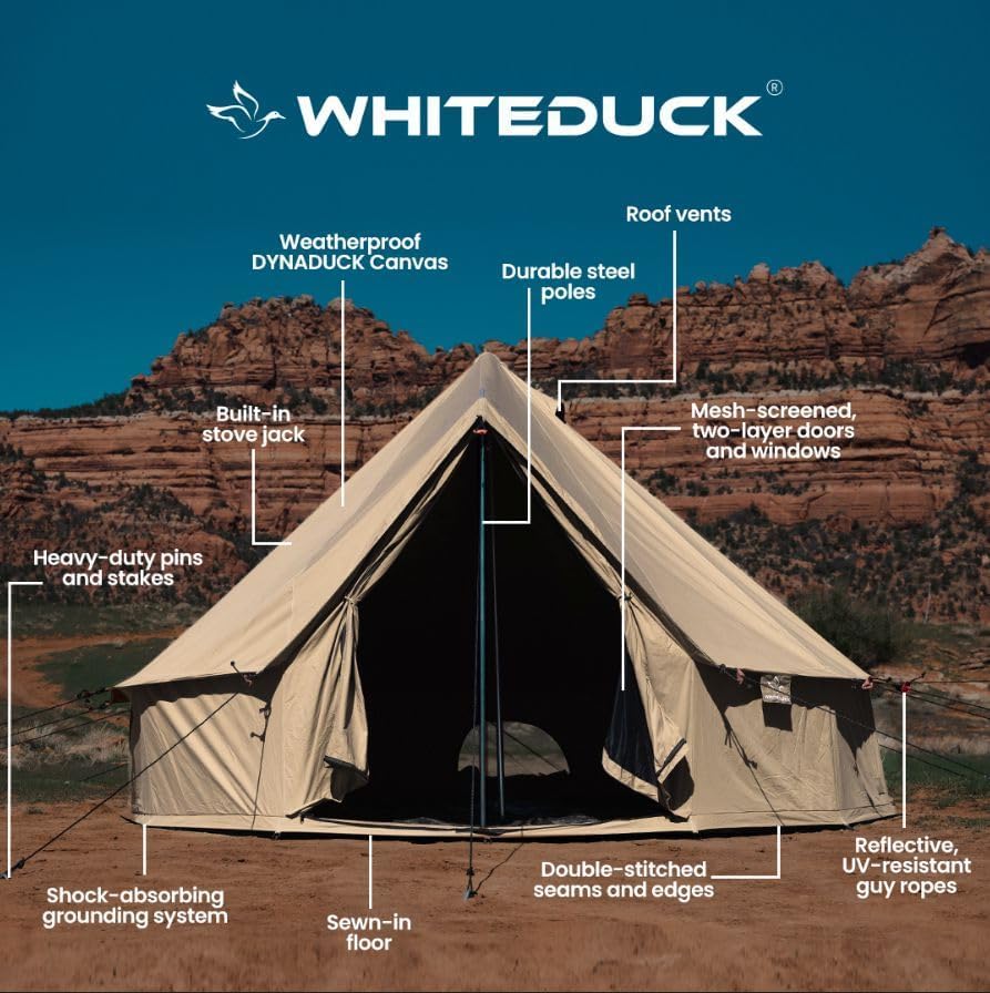 WHITEDUCK Regatta Canvas Bell Tent - w/StoveJack, Waterproof, 4 Season Luxury Camping and Glamping Yurt Tent Outdoor
