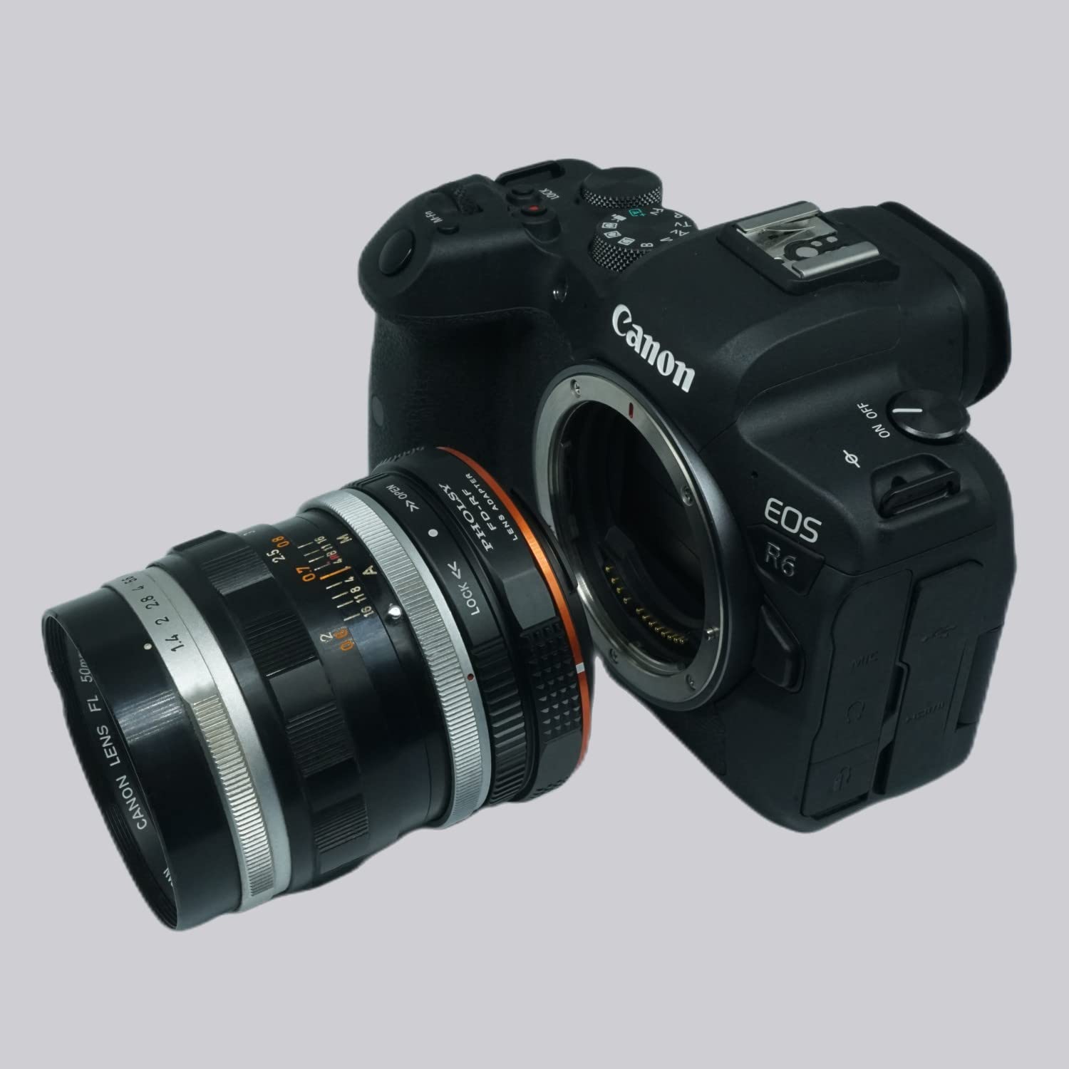 PHOLSY Objektivadapter mit Blendenhebel Manueller Fokus Kompatibel mit Canon FD FL Mount Objektiv auf Canon EOS RF Mount Kameragehäuse, FD auf RF