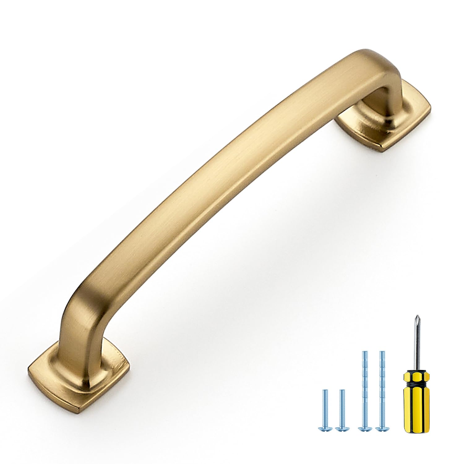 Ravinte Maniglie ad arco per armadietti, confezione da 10 pezzi, 9,5 cm, color bronzo champagne, maniglie piatte quadrate per cassetti e cassetti da cucina