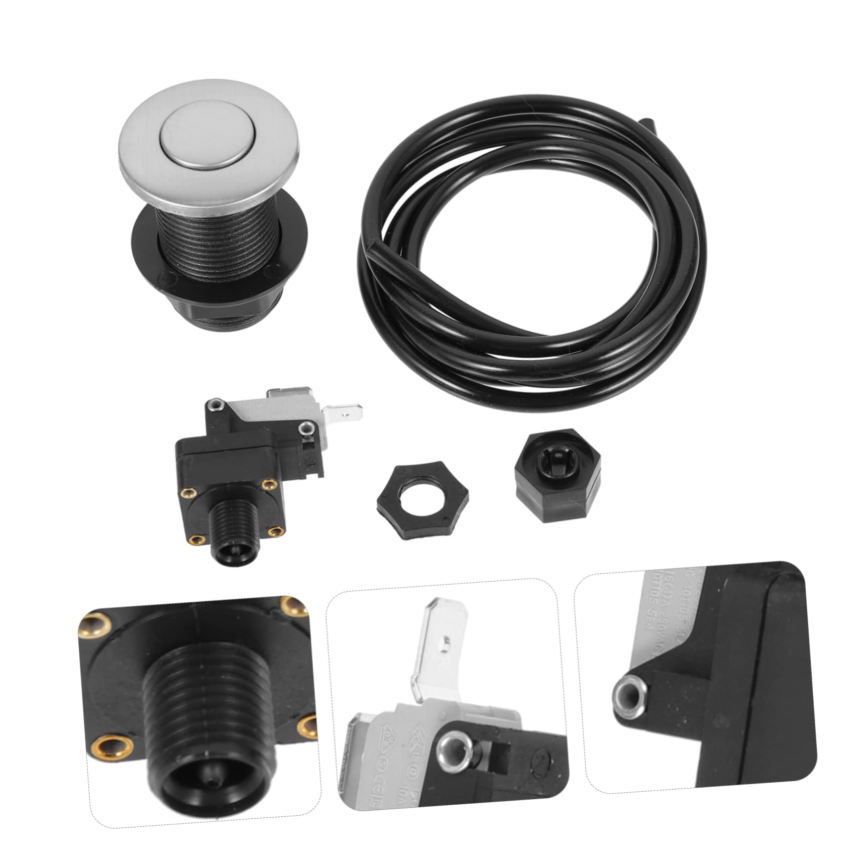 Housoutil 3 ensembles Set de Bouton Pneumatique Inox pour Broyeur Déchets Évier Interrupteur Air Durable Compatible Cuisine et Montage Facile sans Électricité