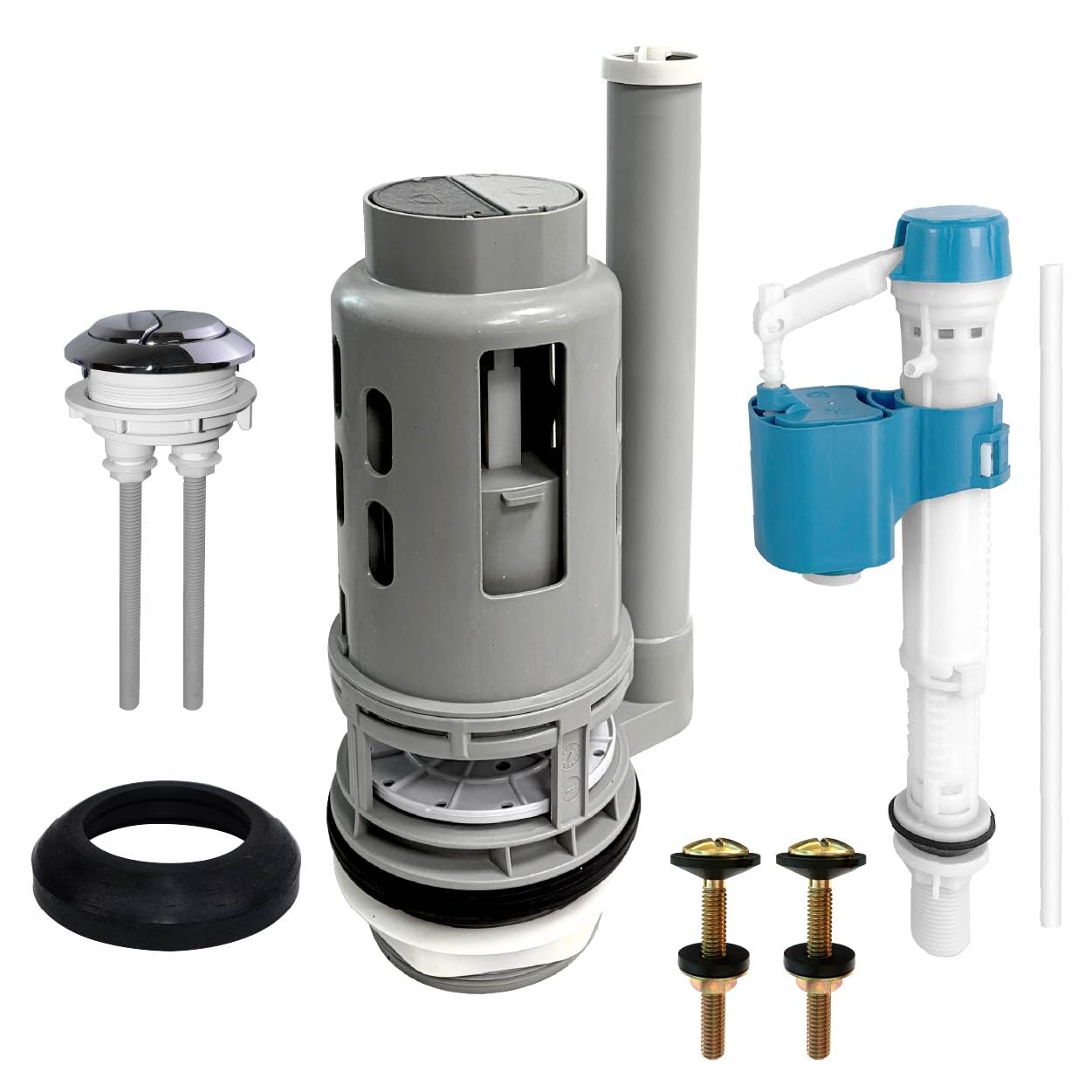 3-In Dual Flush Valve Replacement Kit with Sturdy Metal Bolts