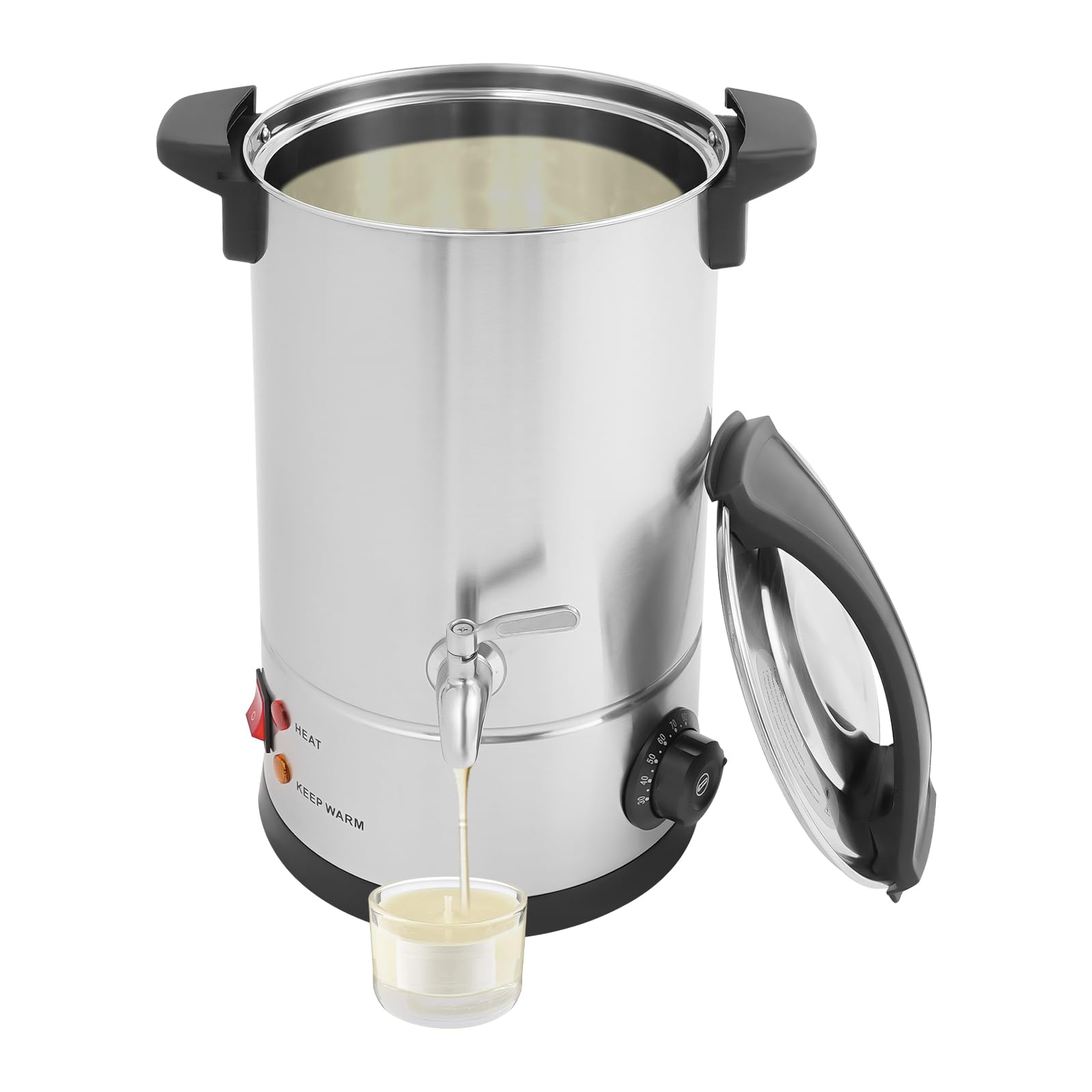Derretidor de cera de acero inoxidable – 1800 W profesional caldera eléctrica de cera con termostato, 30 – 110 °C, olla de fusión de velas DIY para cera de soja/fabricación de velas (220 V