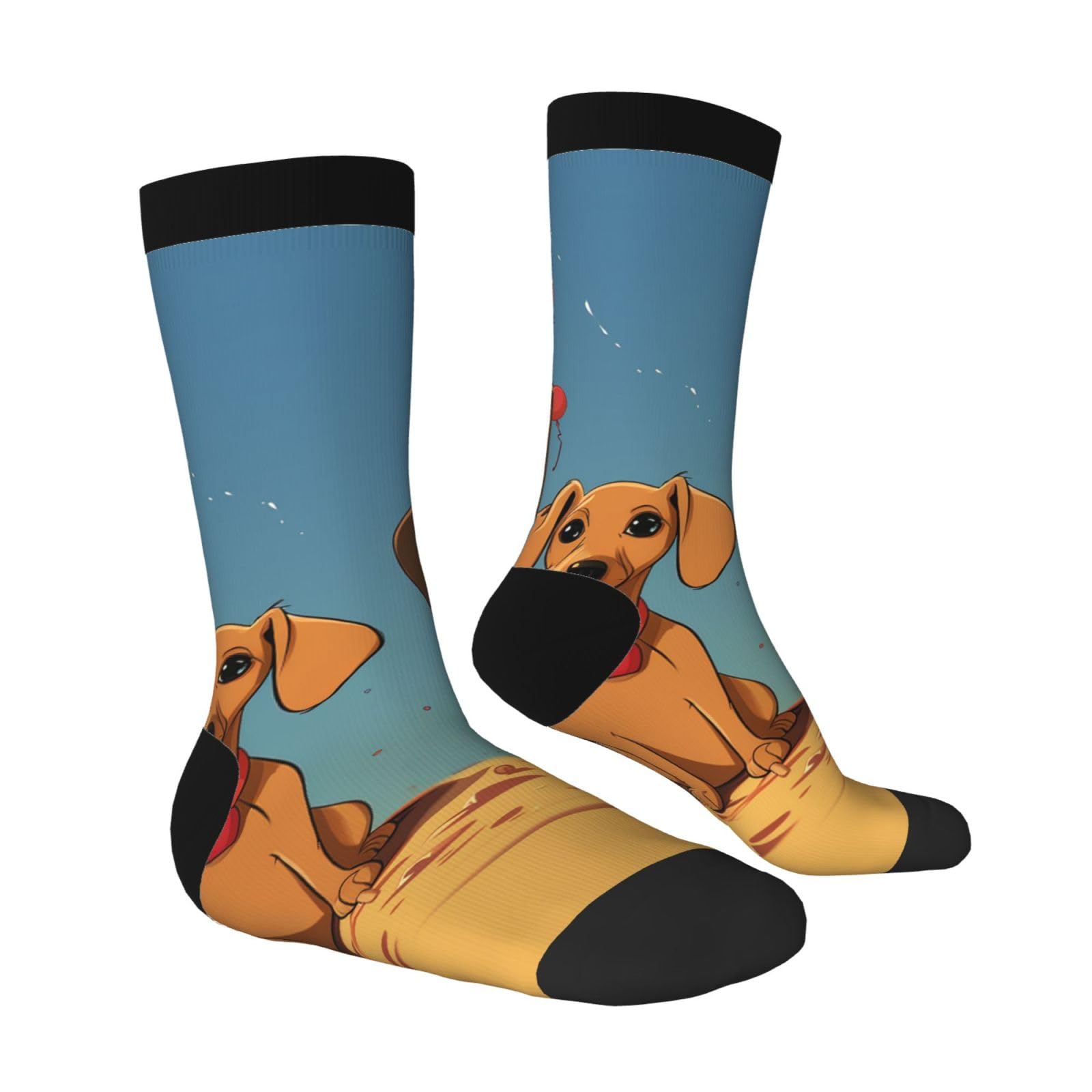 LZQPOEAS Two dachshunds Athletic Socks Unisex Cushioned Crew Socks Hiking Running Calf Sock Soft Above Ankle Sock