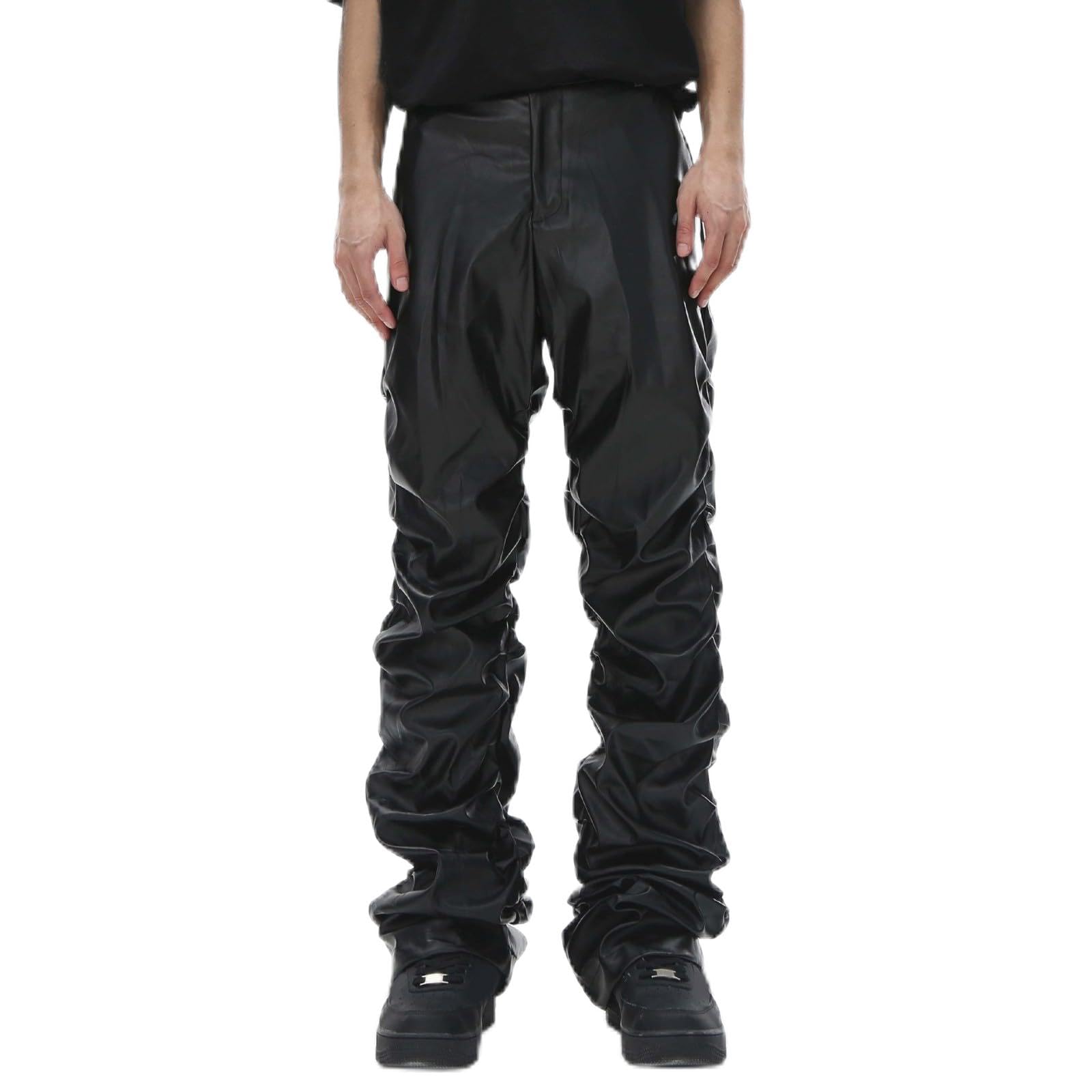 Pantaloni in pelle da uomo, in ecopelle, stile gotico, steampunk, sportivi, hip hop, streetwear, in pelle PU, pantaloni da motociclista, pantaloni punk, skinny, pantaloni da palcoscenico