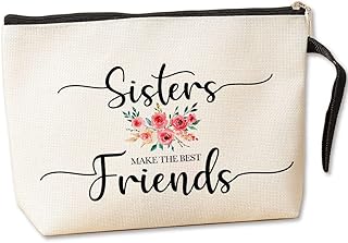 Sister Gifts from Sister Brother, Unique Birthday Christmas Wedding Day Graduation Gift for Sister Bestie, Friend, BFF, Rakhi Gift for Sister - Sisters Make The Best Friends- Sister Makeup Bag