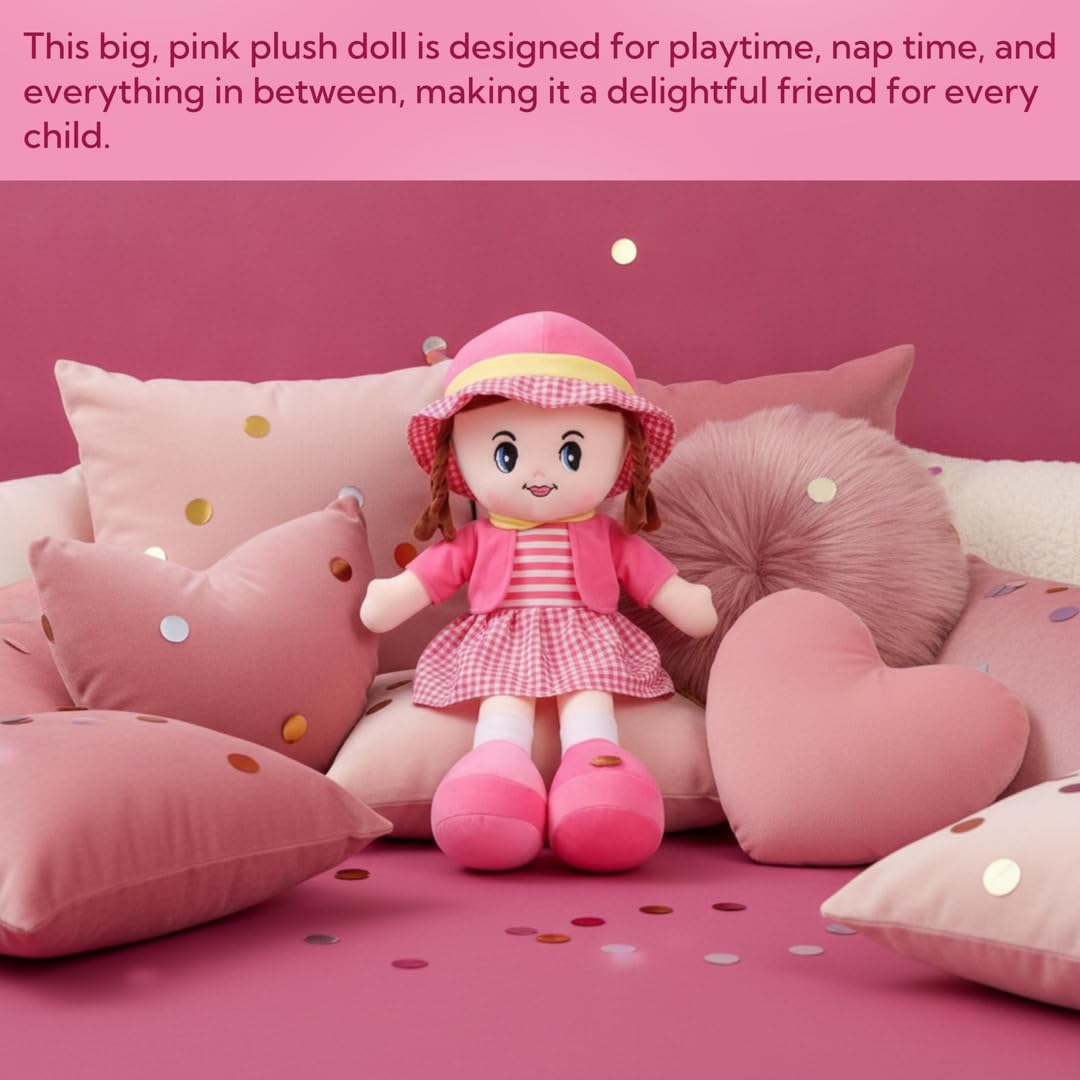 Fun4you Soft Toy Gift for Girls | Winky Plush Doll | Big Size Stuffed Toys for Kids & Toddlers | Cute Cuddly Companion for Play, Nursery & Decor | Gifts for Him & Her | Birthday Present | Pink 60CM 3