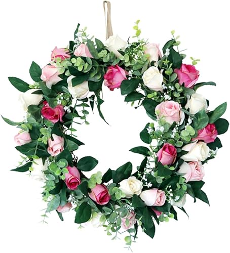 1 guirnalda artificial floral para boda, vid de rosa falsa, corona para el hogar, corona floral de rosas, adornos de puerta de Navidad, guirnalda de