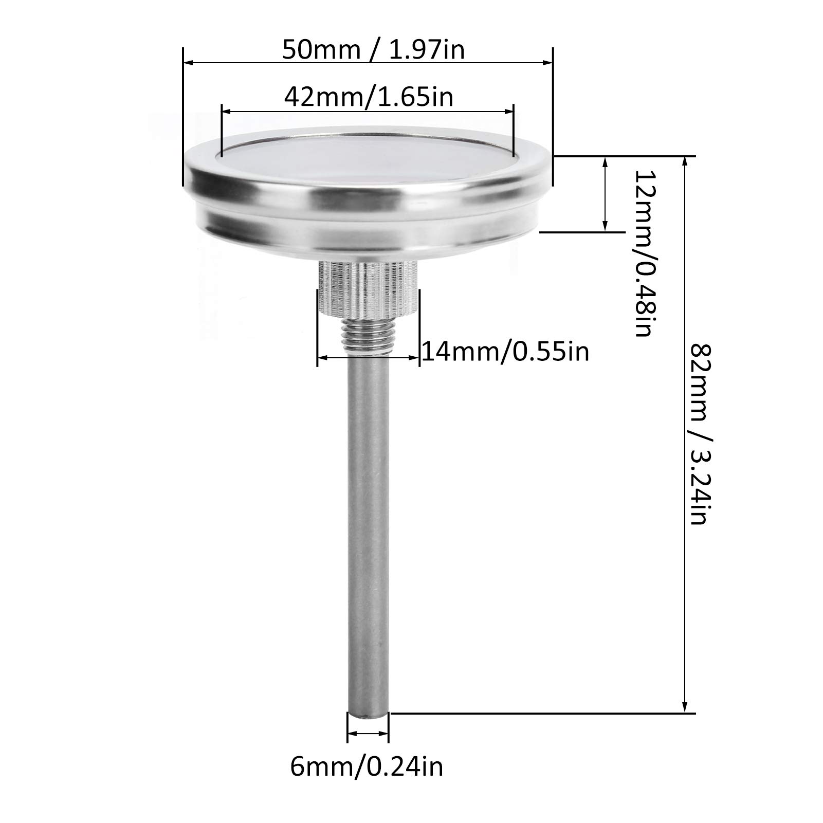 0?250? Grill Thermometer Stainless Steel Oven Pointer Thermometer Temperature