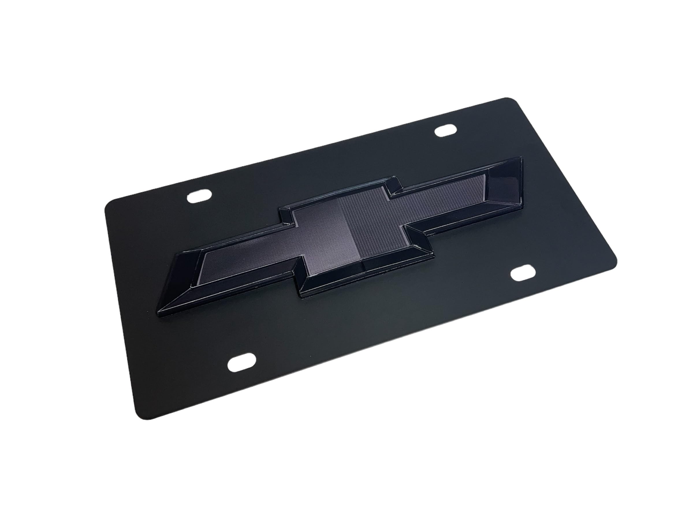Eurosport Daytona- Compatible with 2019- Current, Black Chevrolet Bowtie Carbon Steel Car License Plate