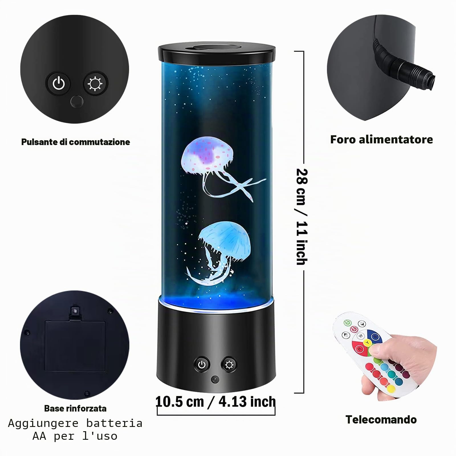 Lampada Meduse, Jellyfish Lamp Colorata, Acquario Cilindro 17 Colori Mood Light, USB Lava lamp Luce Notturna Bambini Lampada da Tavola per Rilassante o Deco