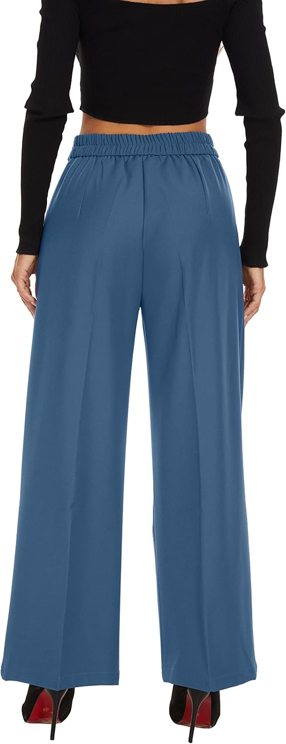 FUNYYZO Wide Leg Pants Women's High Elastic Waisted in The Back Business Work Trousers Long Straight Suit Pants - Image 7