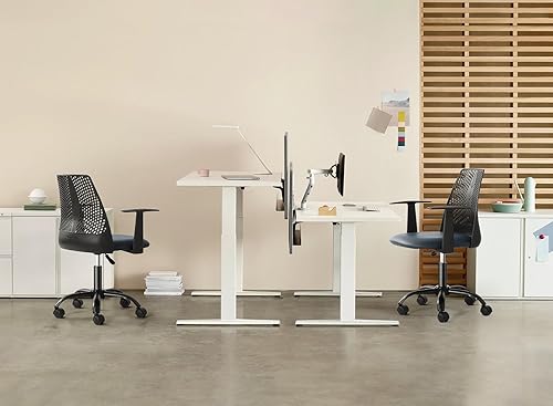 Miniatura 2 de FEZIBO Silla de escritorio de oficina en casa ajustable en altura, silla giratoria de 360 grados con ruedas, respaldo bajo, moderna silla de oficina