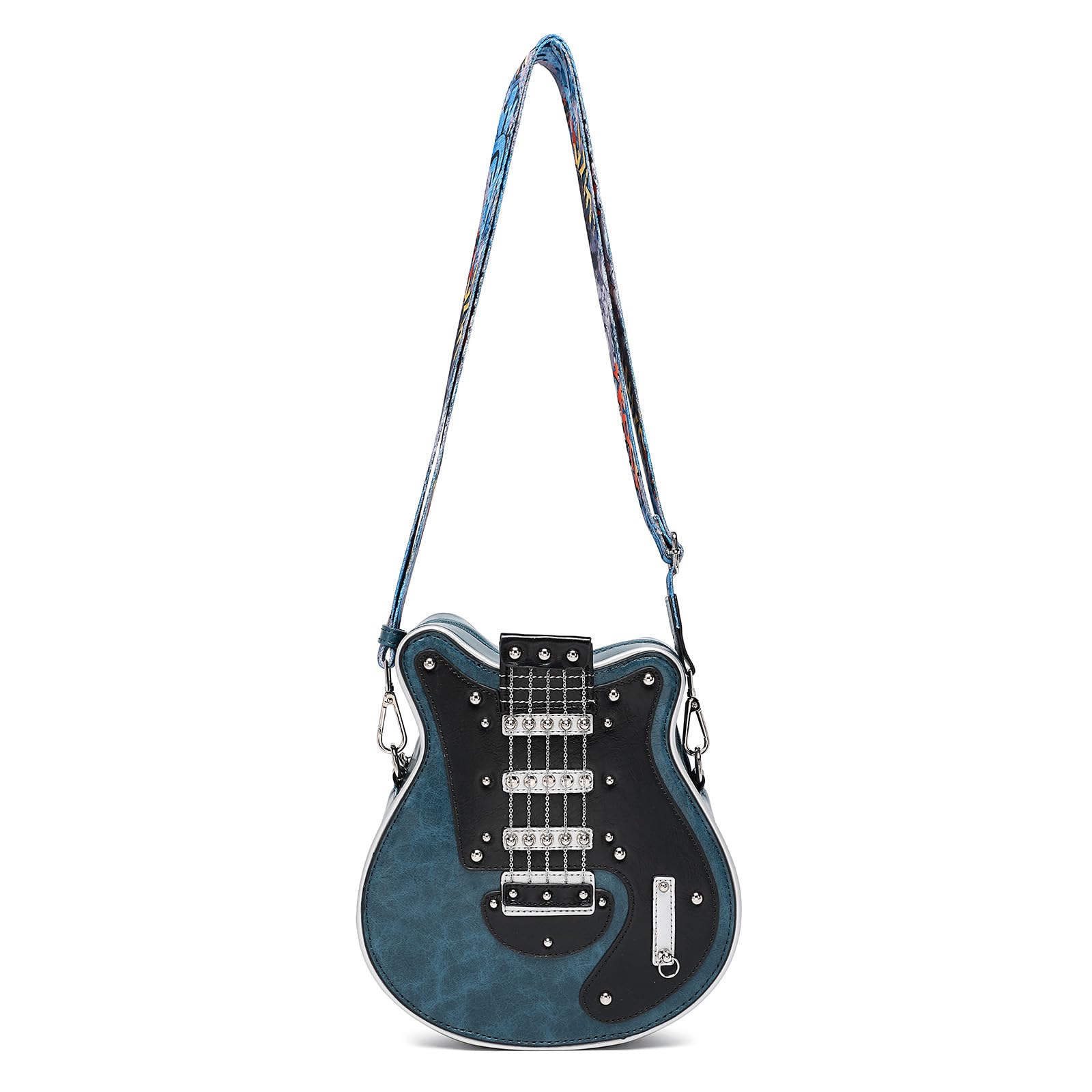 Elegante borsa per chitarra con tracolla a forma di pelle PU, borsa a tracolla casual con tracolla regolabile per amanti della musica e viaggiatori