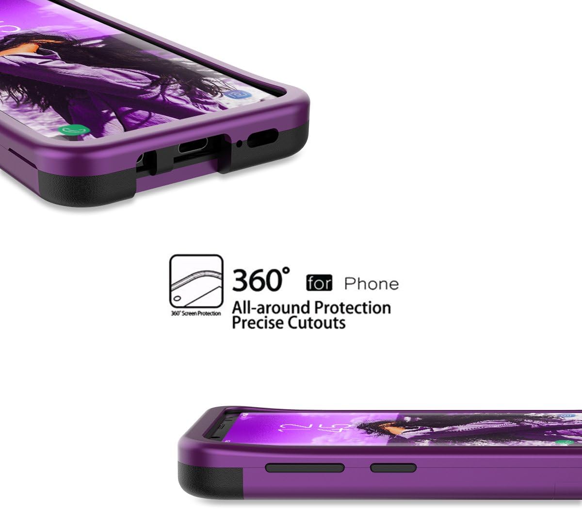 WeLoveCase S9 Plus Wallet Case Defender Wallet Design with Mirror and Card Holder Heavy Duty Protection Shockproof 3 in 1 All-Round Armor Protective Case for Samsung Galaxy S9 Plus - Purple