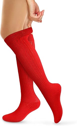 Miniatura 6 de SATINIOR 10 pares de calcetines de punto holgados para mujer, calcetines altos hasta la rodilla, cálidos, largos, apilados (color brillante), Bright