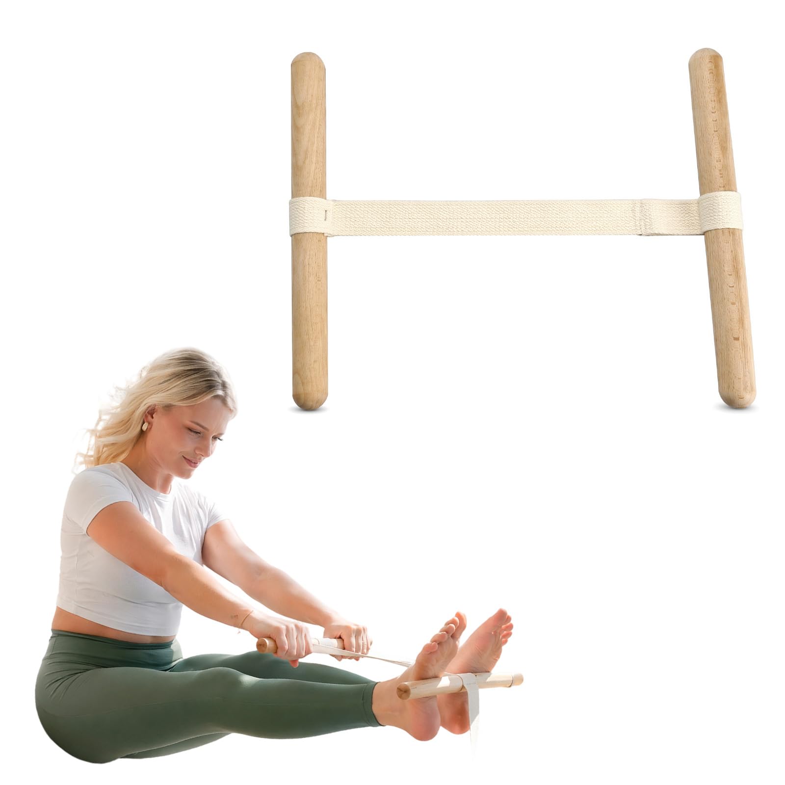 Stretching Tool, Resistance Bands, Natural Beech Wood Handle