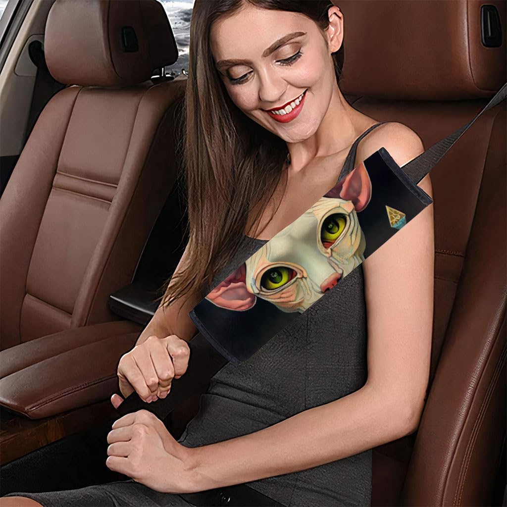 Sphynx Print Car Seat Belt Pads - Animal Art Seat Belt Covers - Funny Seat Belt Covers