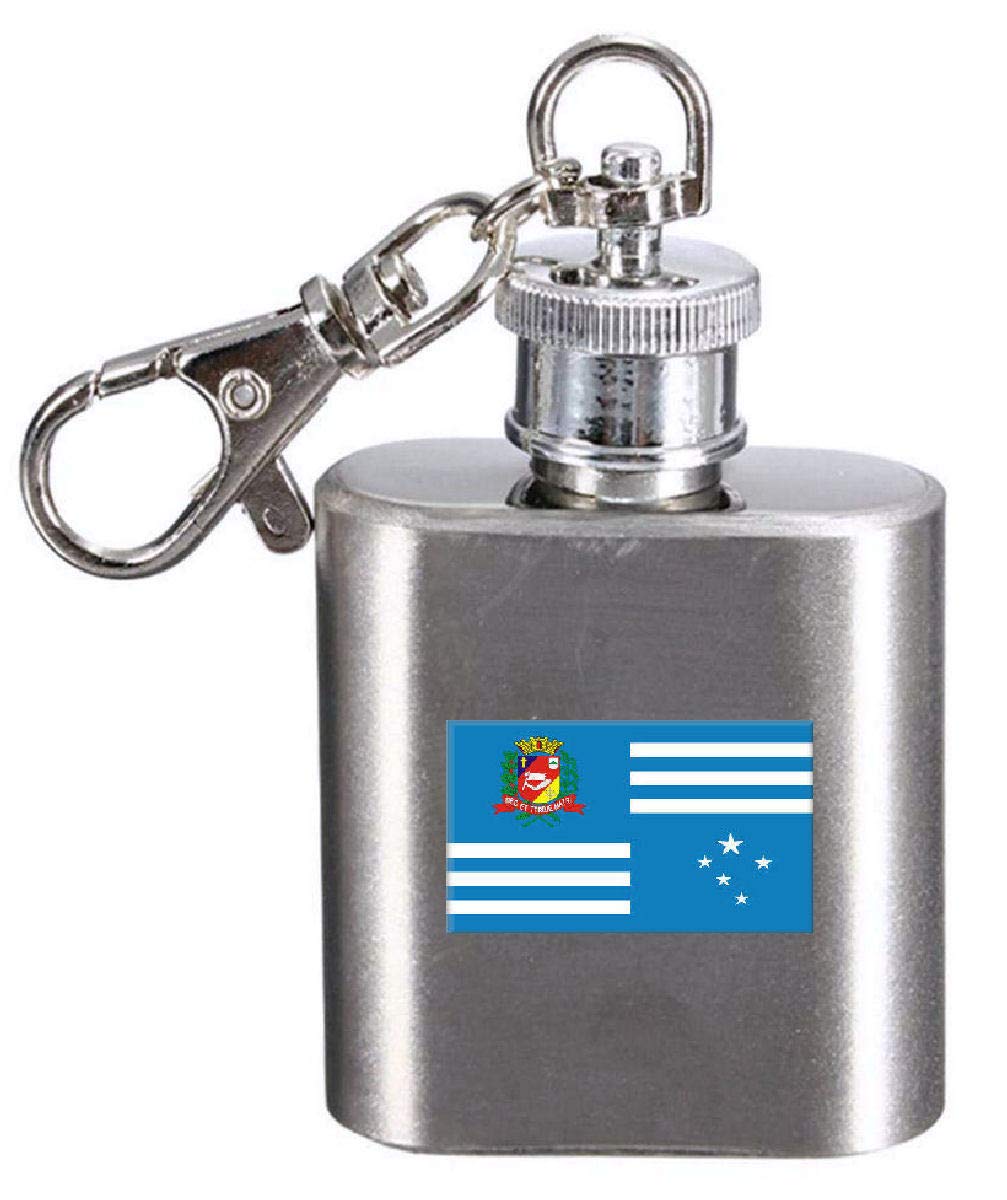 Flasque porte-clés Sao Paulo miniature de poche avec gravure drapeau